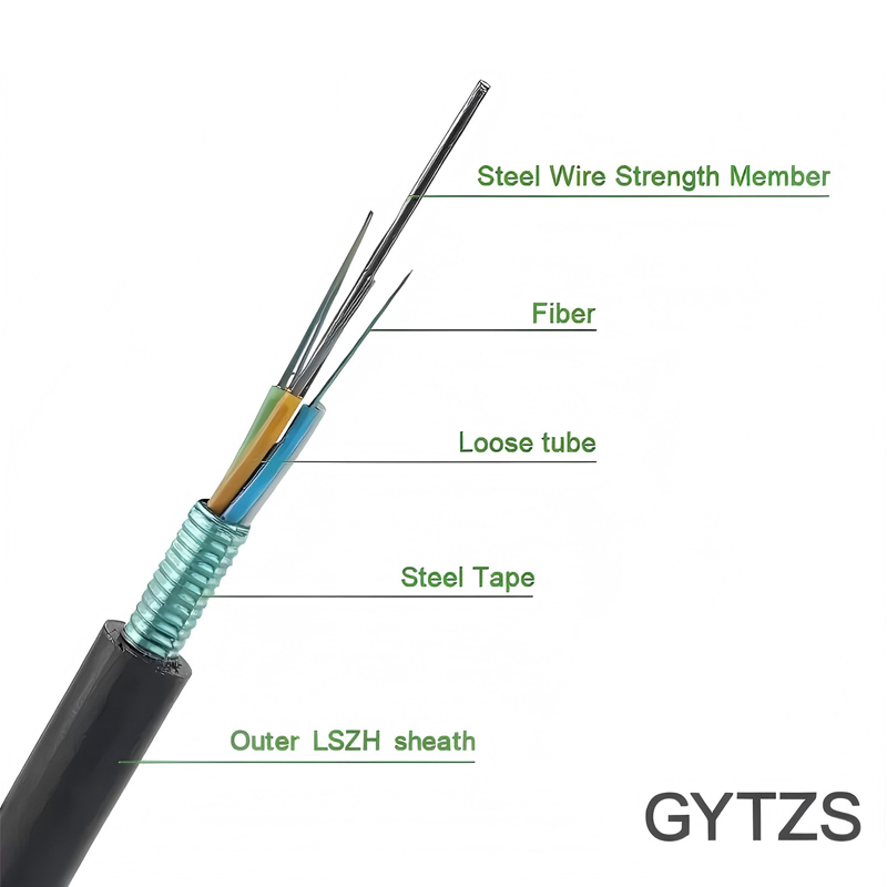 GYTZS Outdoor Stranded Loose Tube Steel Tape Armored LSZH Flame Retardant Duct Underground Optical Fiber Cable