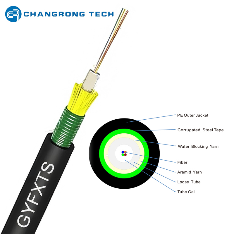 GYFXTS Unitube Steel Tape Armored Glass Yarn reinforced Aerial Duct Fiber Optic Cable