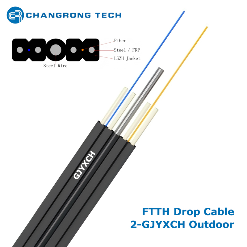 Outdoor 2-GJYXCH FTTH Double-Fly Fiber Drop Cable 2.0*8.0mm