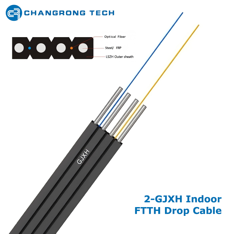 Indoor 2-GJXH FTTH Double-Fly Fiber Drop Cable 2.0*6.0mm