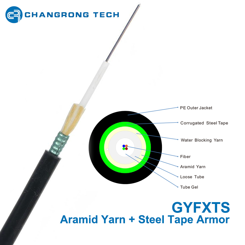 GYFXTS Central Tube Steel Tape Armored Aramid Yarn reinforced Aerial Duct Fiber Optic Cable